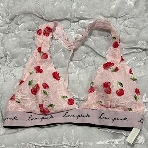 PINK Victoria's Secret Cherry Lace Bralette - Light Pink